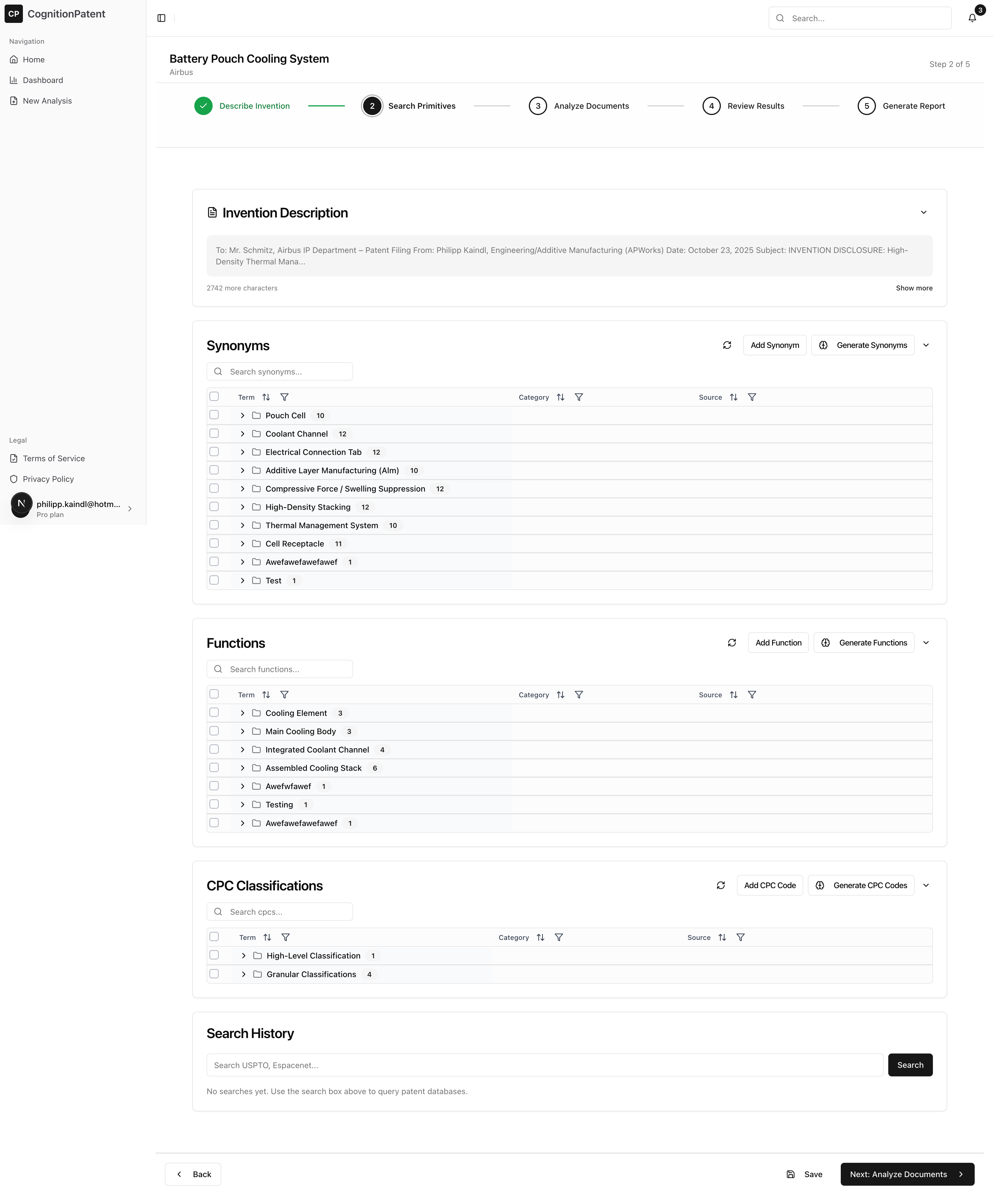 AI‑generated synonyms, functions, and CPC classifications